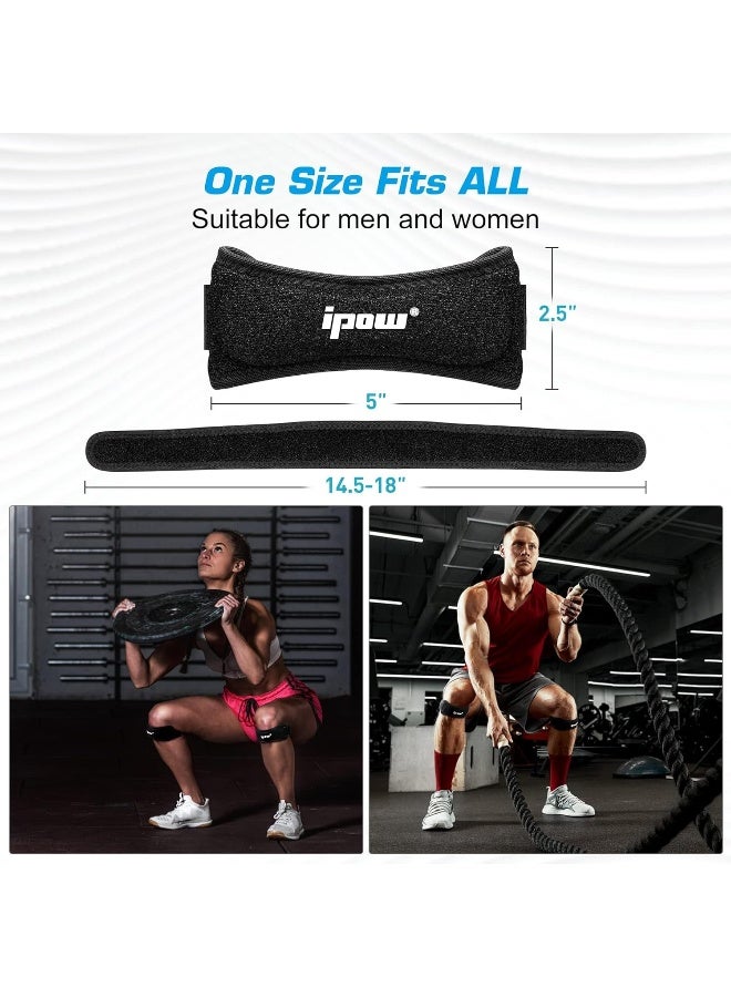 IPOW 2 Pack Knee Pain Relief & Patella Stabilizer Knee Strap Brace Support for Hiking, Soccer, Basketball, Running, Jumpers Knee, Tennis, Tendonitis, Volleyball & Squats - Image 4